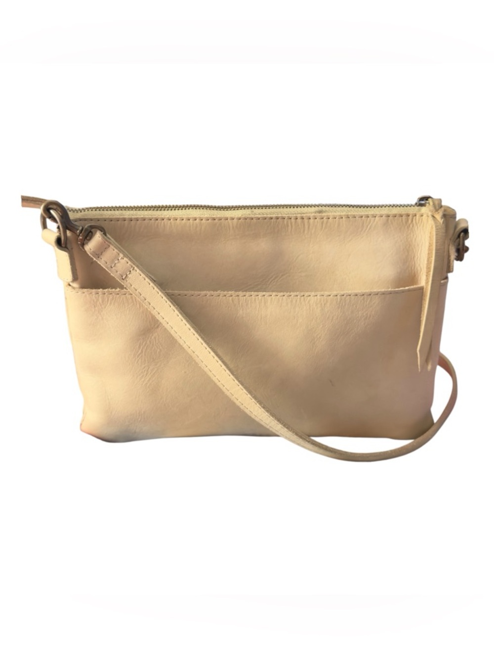 ABLE ‘Martha’ crossbody bag – leather (bone) purse adj strap zipper top